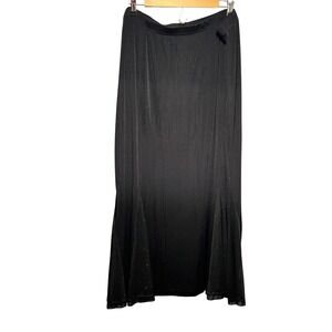 Carolyn Strauss Collection Black Slinky Glitter Mesh Inset Maxi Skirt 3X USA